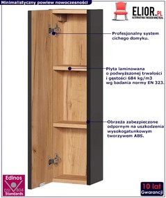 Pionowa wisząca szafka łazienkowa - Lunios 7X Czarny mat