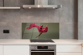 Szklany Panel Kobieta szpagat różowy materiał
