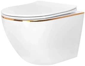 Misa WC podwieszana Rea Carlo Mini Rimless Flat Tornado GOLD EDGE