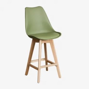 Zestaw 2 Wysokich Stołków 65 Cm Z Poduszką Ze Skóry Ekologicznej Nordic Verde Army - Sklum