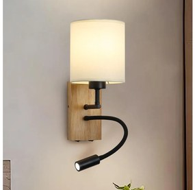Brilagi -LED Elastyczny kinkiet NUBILA WOOD 1xE27/25W/230V + LED/3W dąb/czarny/kremowy