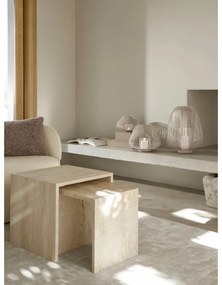 Beżowe pojemniki zestaw 2 szt. z pokrywką/dekoracyjne ze sztucznej skóry 40x30x11 cm Sahla – Blomus