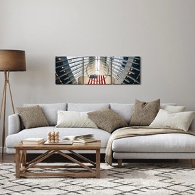 Obraz budynku z flagą USA (z zegarem) (90x30 cm)