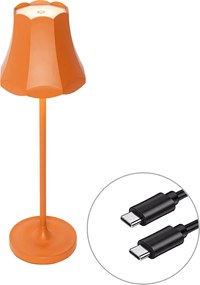 Retro Lampa Stołowa Pomarańczowa Akumulatorowa IP44 - Granny