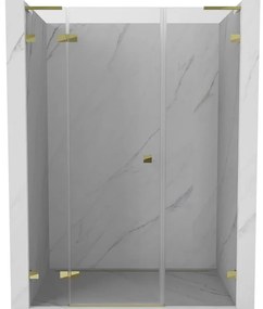 Mexen Lunar L drzwi prysznicowe uchylne lewe 145 cm, transparent, złote - 834SL-145-050-50-00-L