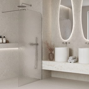 Ścianka prysznicowa WALK IN FIX artystyczna transparentna 8 mm ARTE Frozen Square Clear MASSI | Różne rozmiary : Kolor profili kabiny - czarny, Szerokość ścianki - 100 cm, Typ montażu - WALK in FIX (Do ściany)