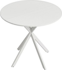 HOMCOM Okrągły stół kuchenny, 80 cm, kompaktowy blat, płyta wiórowa, metal, biały | Aosom PL