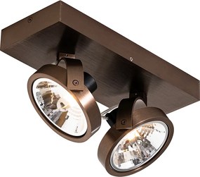 Designerski reflektor szynowy ciemny brąz 2-światła obrotowy i pochylany - Go
