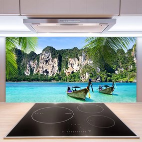 Szkło Dekoracyjne do Kuchni Kolorowe Łodzie na Falach