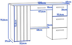 Biurko komputerowe w stylu loft z lamelami - Tufero