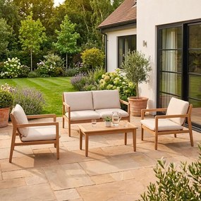 Zestaw mebli ogrodowych z litego drewna akacjowego w naturalnym kolorze dla 4 osób Danubio – Bizzotto