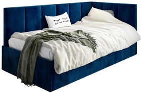 Granatowe łóżko z oparciem typu l 80x200 R1-N05