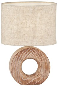 Brązowo-beżowa lampa stołowa ceramiczna z tekstylnym kloszem (wysokość 31 cm) Hanke – Fischer &amp; Honsel