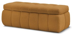 Musztardowa ławka z materiału bouclé Mont Blanc – Bobochic Paris