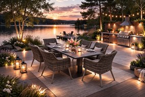 Zestaw ogrodowy rattanowy MALIBU 1+6 (szary)