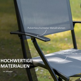 Outsunny Składany komplet 3-częściowy stół z krzesłami czarny + szary