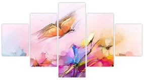 Obraz - Motyl nad kwiatem, abstrakcja (125x70 cm)