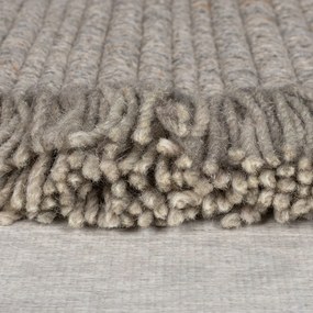 Szary dywan z mieszanki wełny tkany ręcznie 200x290 cm Rene Fringed Ribbed – Flair Rugs
