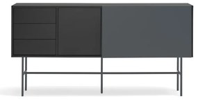 Czarno-antracytowa niska komoda z drzwiami przesuwnymi 180x91 cm Nube – Teulat