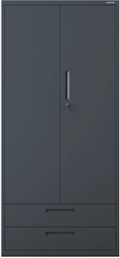 Szafa modułowa metalowa wielofunkcyjna z dwiema szufladami antracytowa MEGAN 1950 x 900 x 400 mm