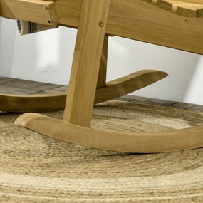 Outsunny Krzesło ogrodowe z funkcją bujania, szerokie siedzisko i oparcie, drewno naturalne, 64 x 86 x 85 cm