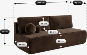 Sofa z Funkcją Spania ARVETO Brązowa Welurowa Nowoczesna