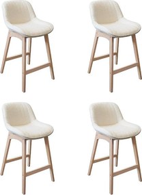Komplet dębowych krzeseł wyspowych i barowych z siedziskiem z tkaniny frotte MILK o szerokości 65 cm