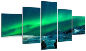 Obraz ludzi w pobliżu zorzy polarnej (125x70 cm)