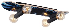 Lampa ścienna czarna z niebieskim 80 cm - SkateboardDesignerski Oswietlenie wewnetrzne