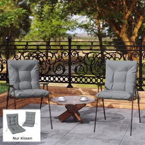 Outsunny Poduszki ogrodowe z oparciem i paskami, wodoodporne poduszki do wnętrz i na zewnątrz, jasnoszary | Aosom PL