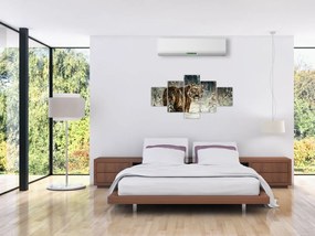 Obraz - Tygrys w zaśnieżonym lesie, obraz olejny (125x70 cm)
