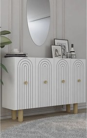 Komoda – 120 cm x 75 cm x 29,6 cm – Biała – Płyta wiórowa pokryta melaminą