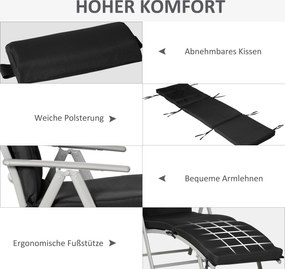 Outsunny leżak ogrodowy skladany duży leżak plazowy regulowany leżak metalowy compact do ogrodu i plaży | Aosom PL