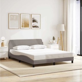 Rama łóżka Dover 160x200 cm taupe z tkaniny z zagłówkiem i nowoczesnym falistym wzorem