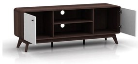 Biało-brązowa szafka pod TV w dekorze orzecha 140x53 cm Caitlin – Støraa