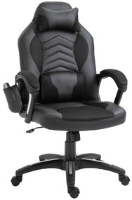 HOMCOM Fotel biurowy ergonomiczny obrotowy z masażem i ogrzewaniem czarny elegancki design | Aosom PL
