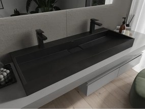 Mexen Ava umywalka nablatowa z konglomeratu 2/O 120 x 46 cm, czarna - 23011272