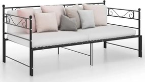 Czarne metalowe łóżko rozkładane 90x200 cm N6-E46