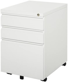 Vinsetto Szafka na dokumenty szafka biurowa kontener biurowy na kółkach z 3 szufladami stal biały