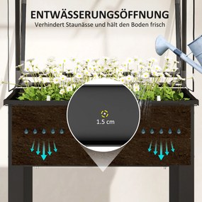 Outsunny Wysoki grządek z dachem szklarniowym, Podwyższona skrzynka na rośliny z otworami drenażowymi, 60 x 60 x 120 cm, Czarny