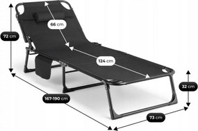 Leżak Ogrodowy SATURN 190x73 cm Czarny