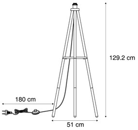 Skandynawska lampa podłogowa trójnóg drewniana - Lou