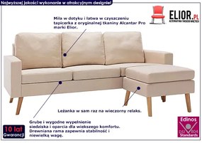 3-osobowa kremowa sofa z podnóżkiem - Muria 4Q