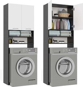 Szafka Pola DK | Antracyt/Biel | 64x30x180 cm | Regał Łazienkowy nad Pralkę