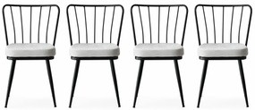 Zestaw krzeseł do jadalni Yildiz White and Black, 4 szt., 4 szt.