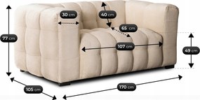 Pikowana sofa do salonu dwuosobowa Moderno 2S, kolor kremowy