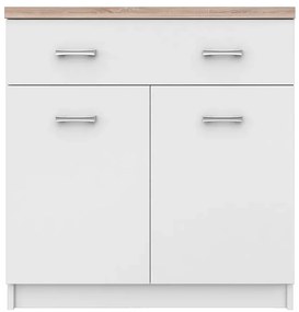 Biała komoda z szufladą i półkami 80 cm - Riza 6X