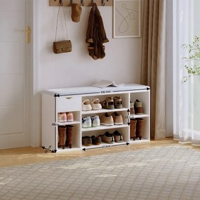 Szafka na buty z siedziskiem loft biała ławka przedpokój nowoczesna