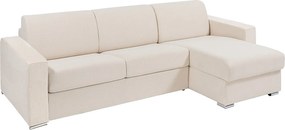 Kanapa narożna rozkładana uniwersalna typu express w beżowym materiale - Powierzchnia spania 160 cm - Materac 18 cm - CALITO