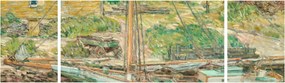 Obraz - Childe Hassam, Oyster Sloop, Cos Cob, reprodukcje (170x50 cm)